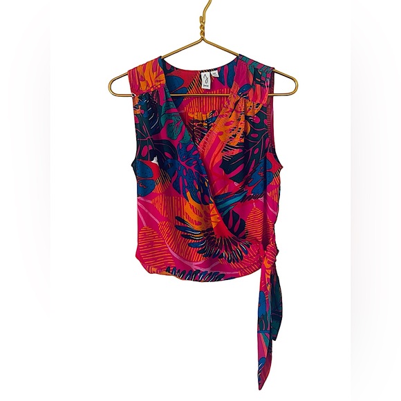 Joie Woman’s Tropical Faux Wrap Sleeveless Blouse, Size Small‎ - Picture 1 of 2